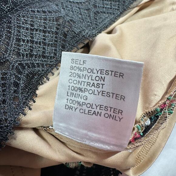 Tadashi Shoji Dress Womens 6 Black Merce Embroidered Sheath Lace Cocktail Party - Picture 6 of 11